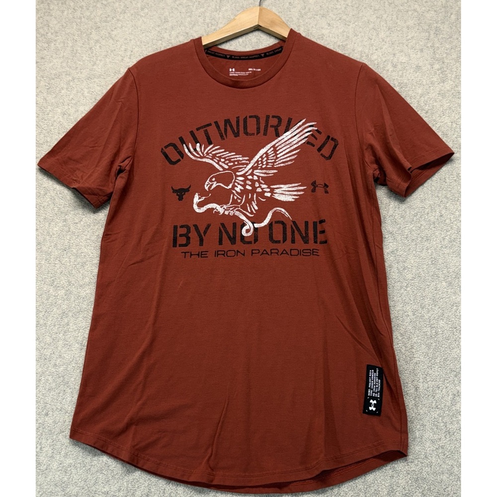 Under Armour Mens Project Rock T-Shirt Rust‎ Orange Short Sleeve Graphic Tee S